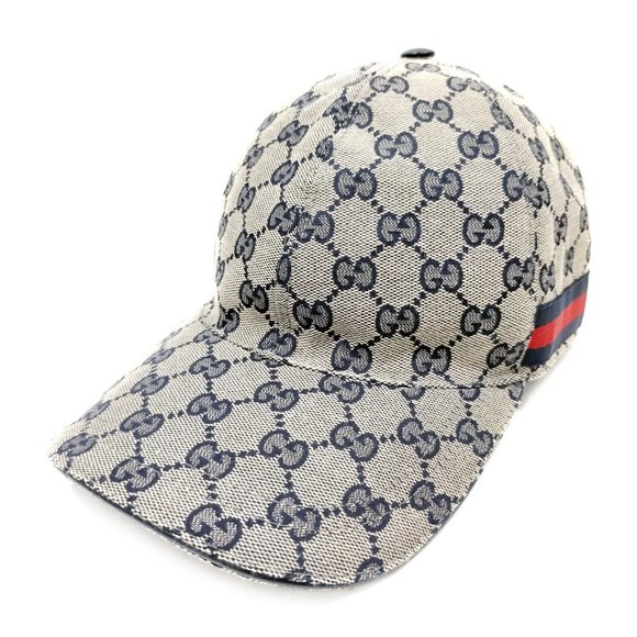 Gucci Accessories - 100% Authentic Gucci Cap GG Canvas Sherry Line Navy Blue Polyester